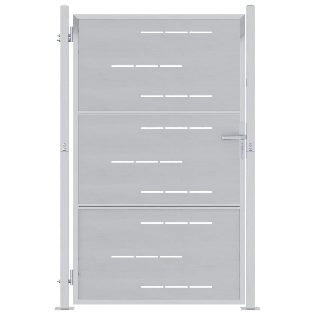 Cancello da Giardino Argento 85 x 144 cm Acciaio Inossidabile