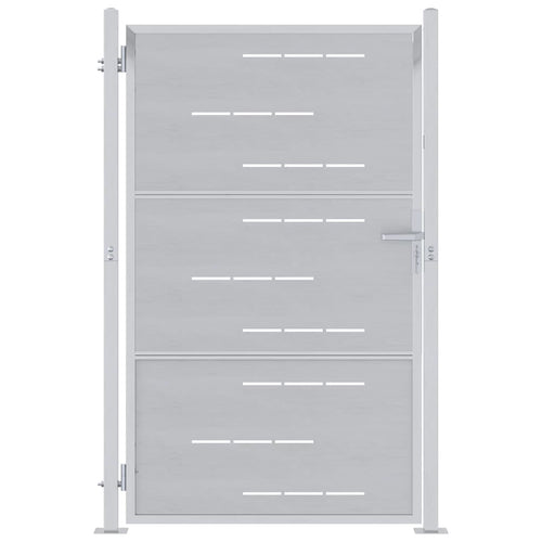 Cancello da Giardino Argento 85 x 144 cm Acciaio Inossidabile