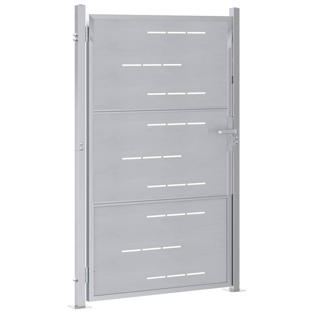 Cancello da Giardino Argento 85 x 144 cm Acciaio Inossidabile