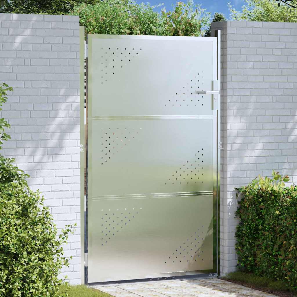 Cancello da giardino in acciaio inossidabile argento 85 x 144 cm