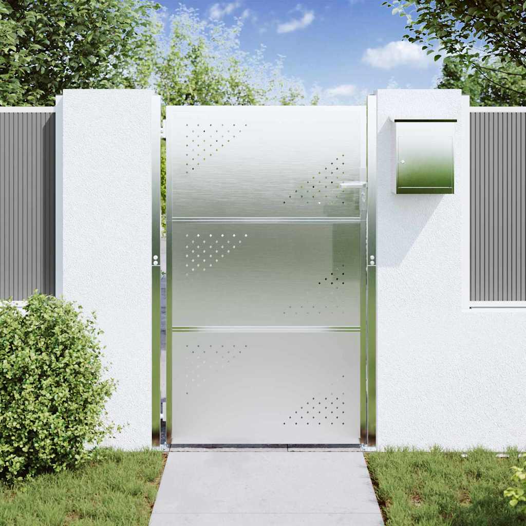Cancello da giardino in acciaio inossidabile argento 85 x 144 cm