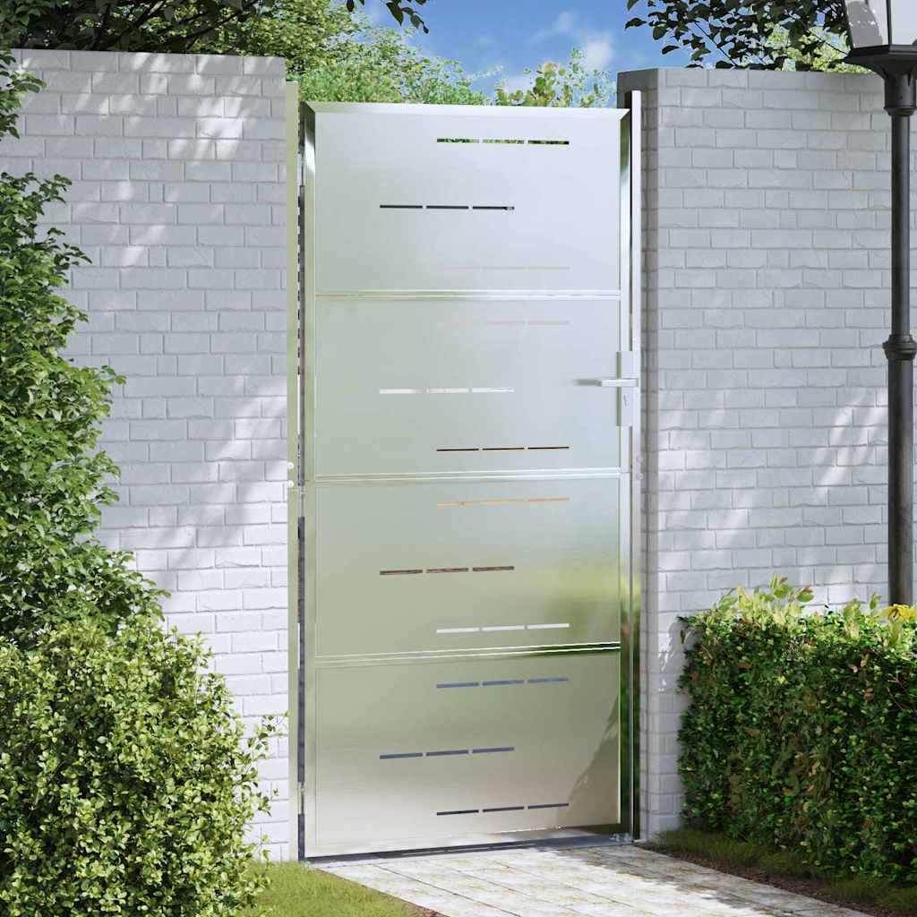 Cancello da giardino in acciaio inossidabile 85 x 174 cm argento