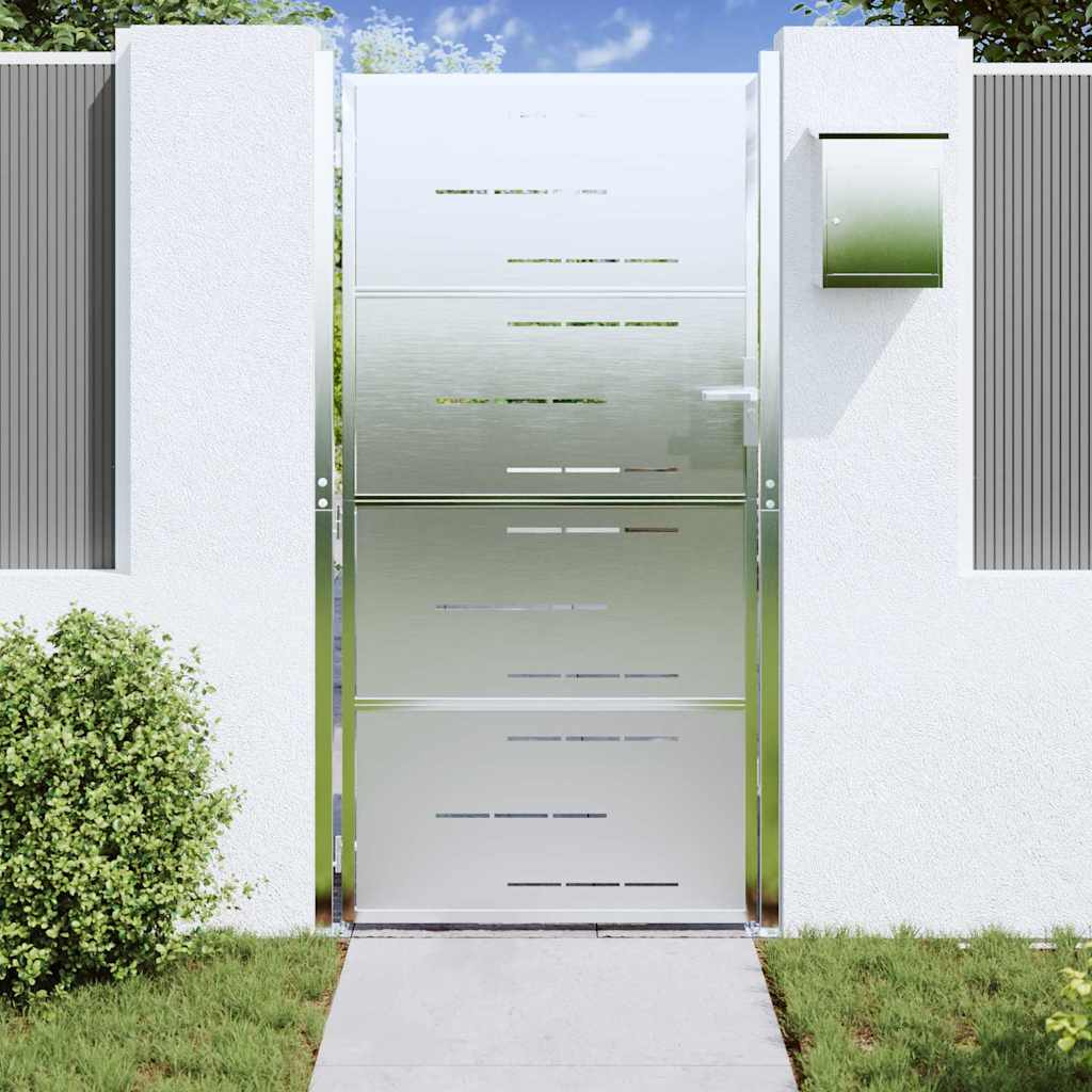 Cancello da giardino in acciaio inossidabile 85 x 174 cm argento