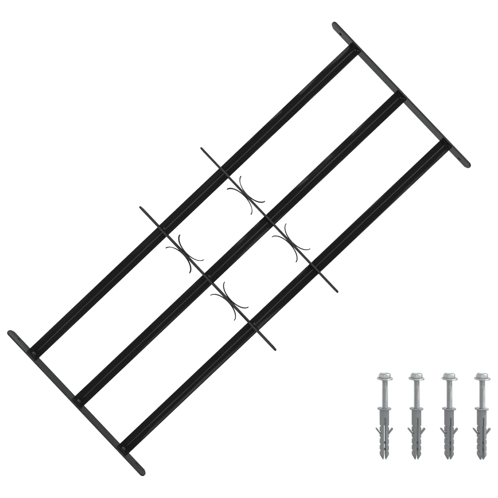 Griglia Finestra 116 x 45 cm Acciaio Verniciato a Polvere Nero