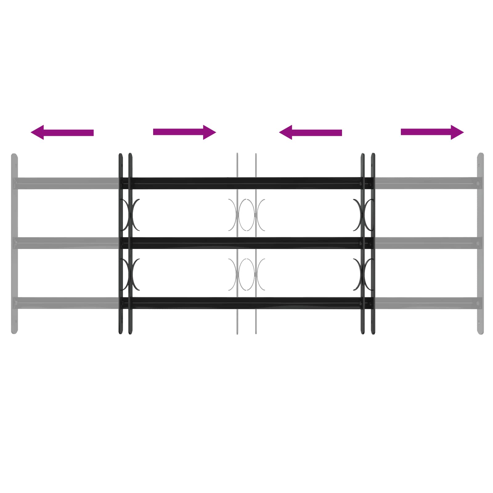 Griglia Finestra 116 x 45 cm Acciaio Verniciato a Polvere Nero