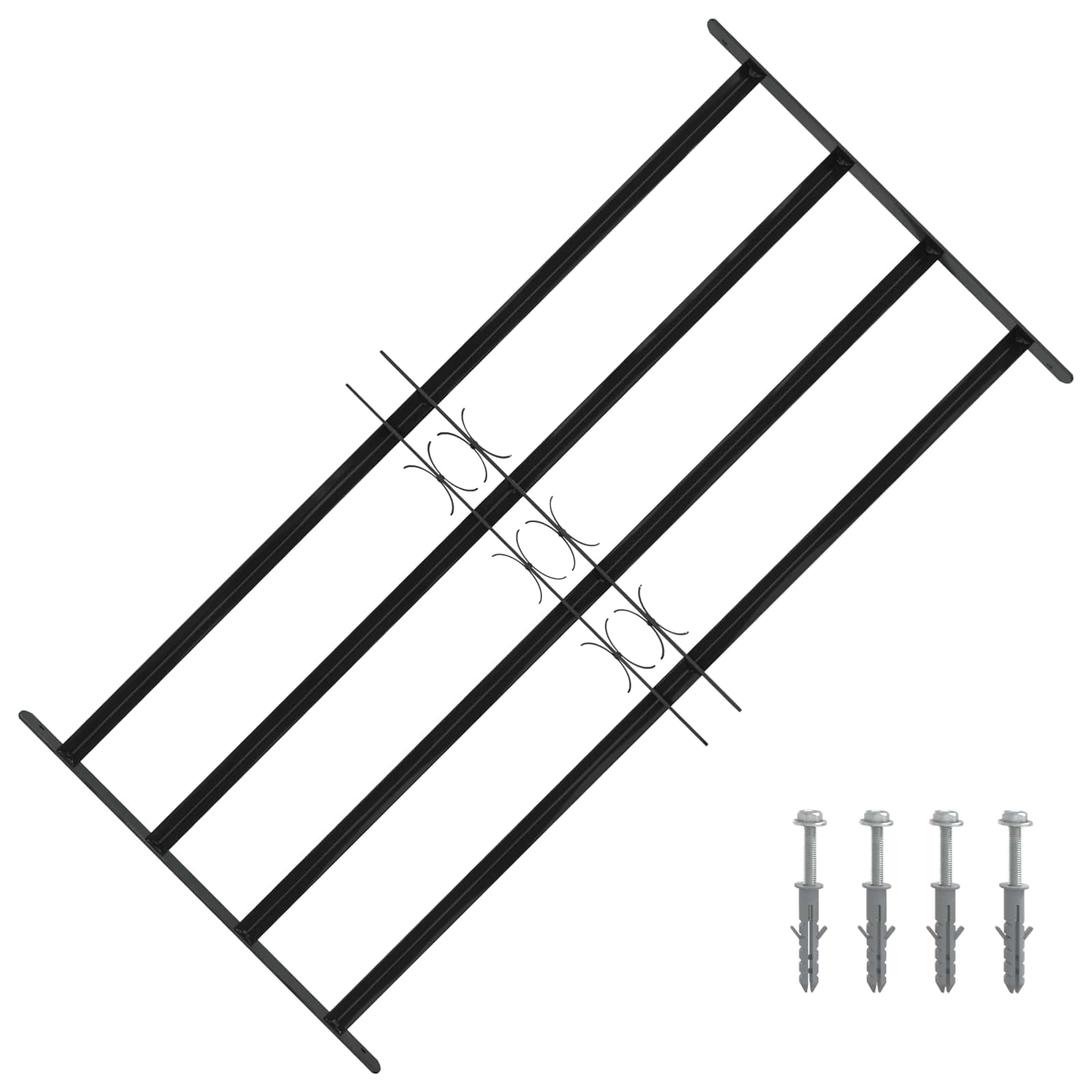 Griglia Finestra 115 x 60 cm Acciaio Verniciato a Polvere Nero