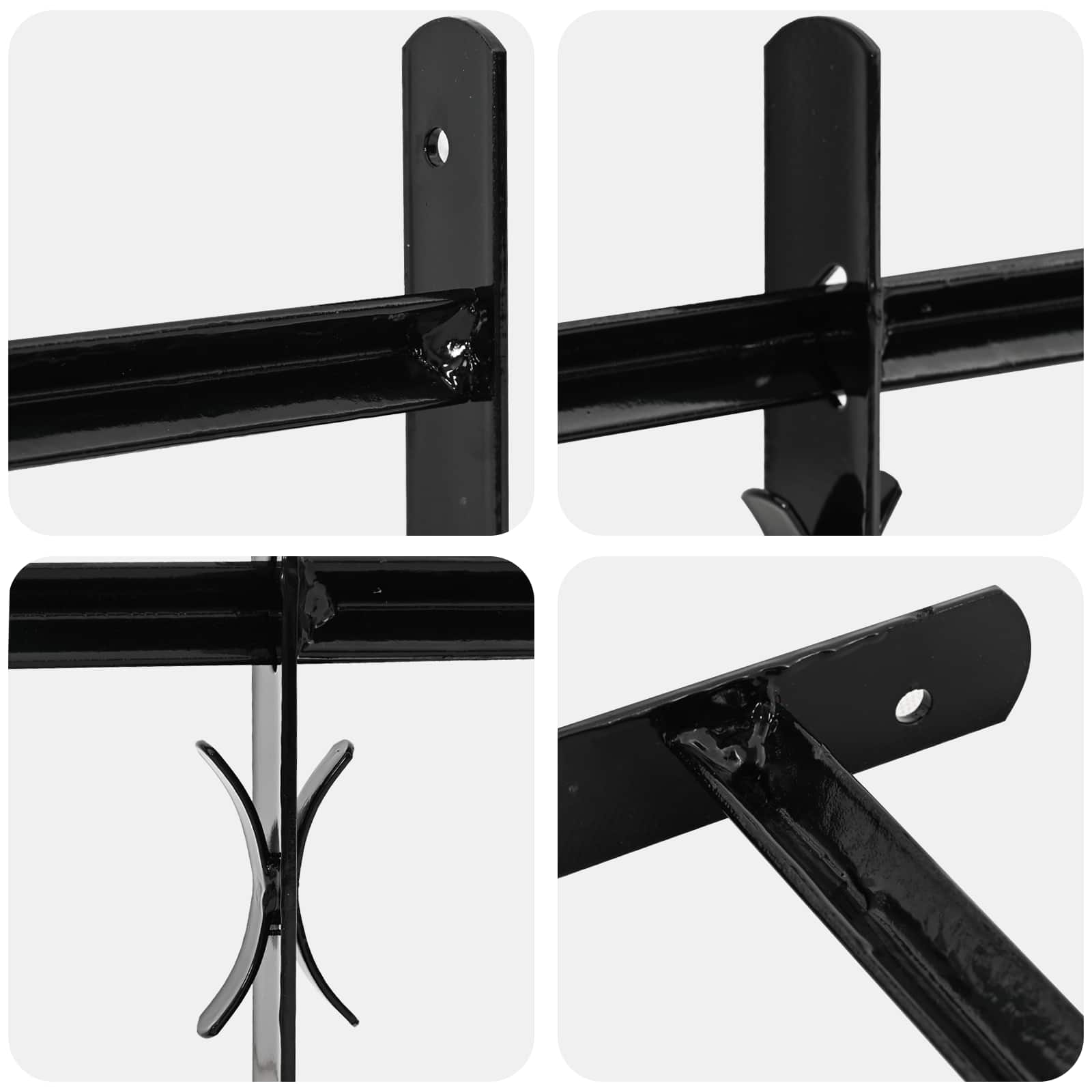 Griglia Finestra 175 x 60 cm Acciaio Verniciato a Polvere Nero