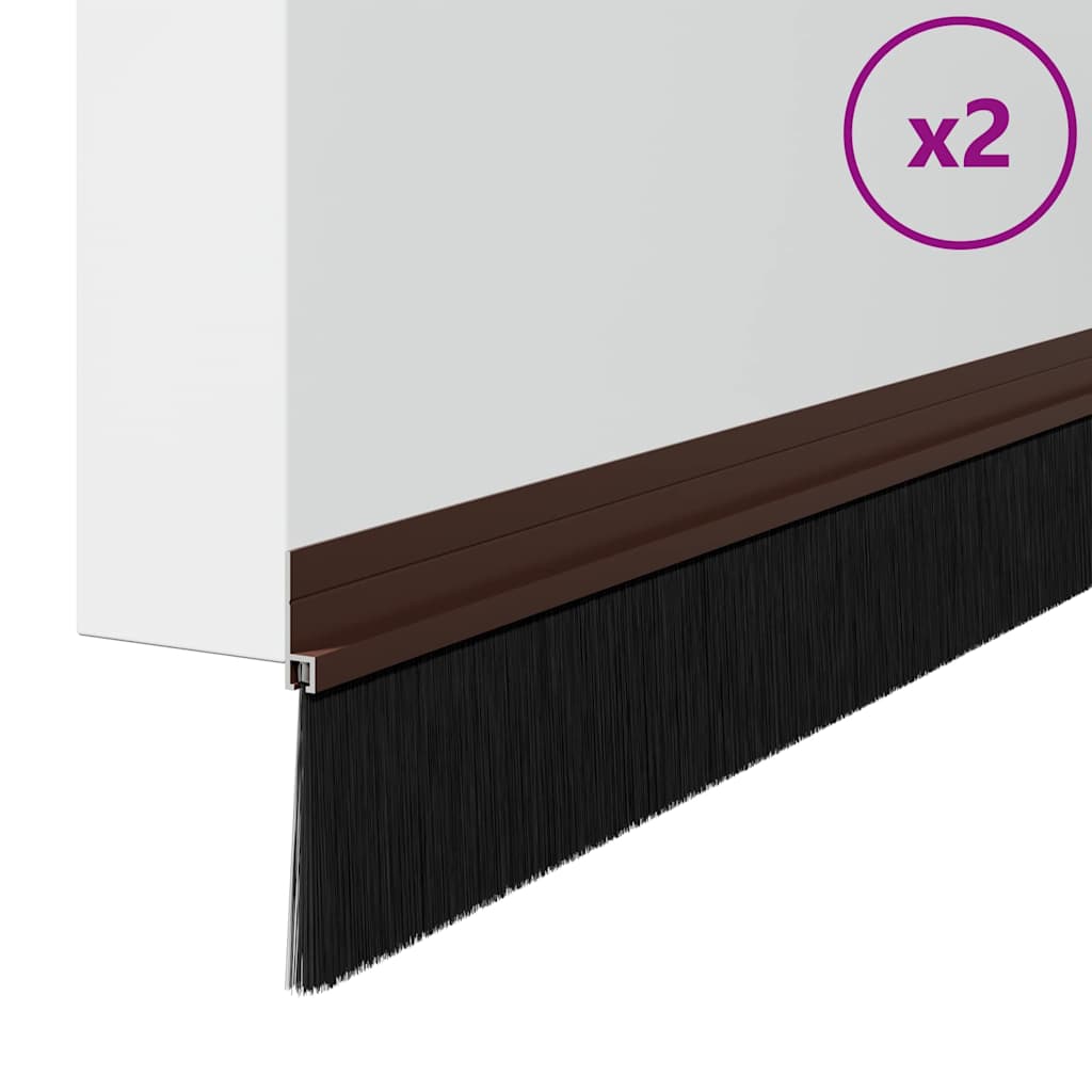 Spazzole per porte autoadesive marrone 100 cm (2 pezzi)