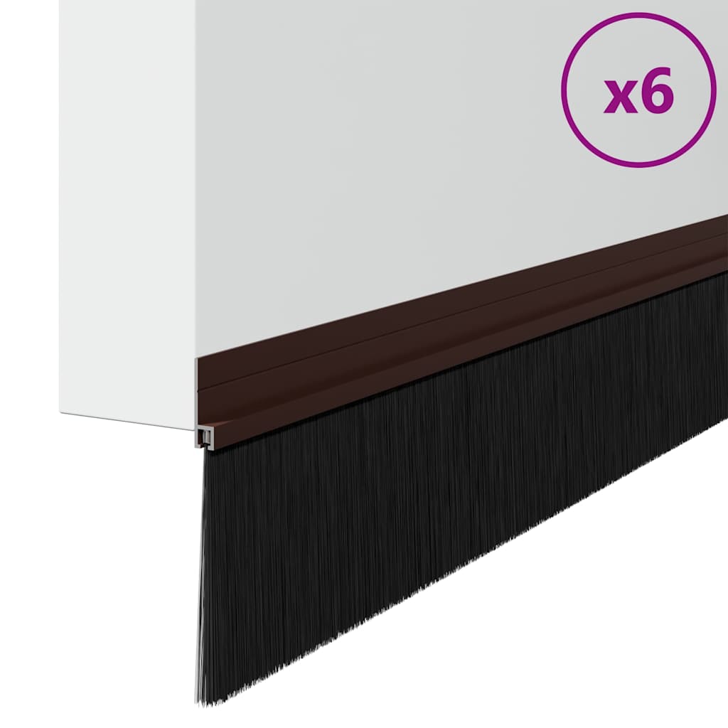 Spazzole per porte autoadesive 6 pezzi Marrone 100 cm