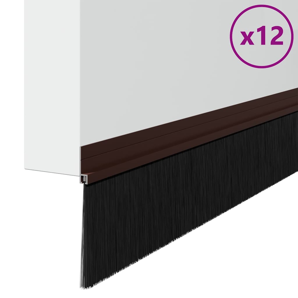 Spazzole per porte autoadesive 12 pcs Marrone 100 cm