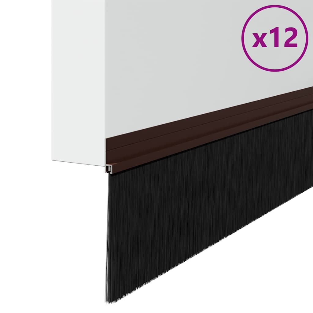 Spazzole per porte autoadesive 12 pezzi Marrone 100 cm