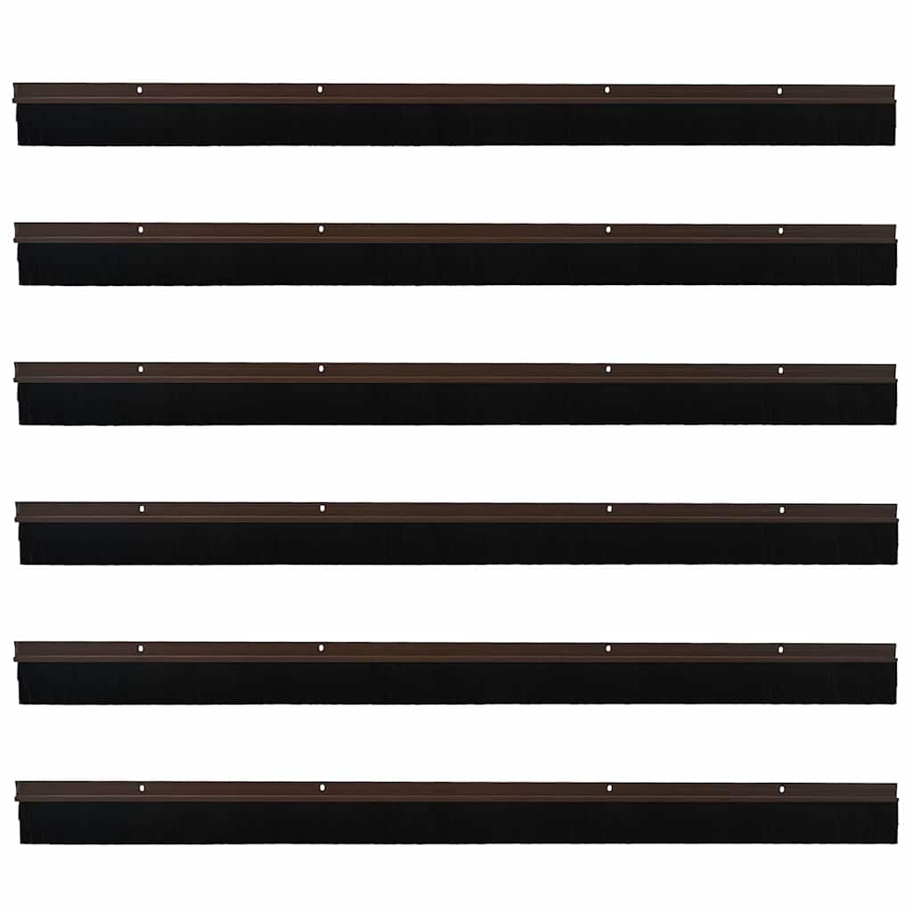 Guarnizione per porta a spazzola 100 cm marrone - 6 pezzi