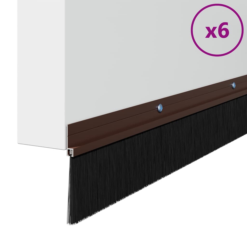 Guarnizione per porta a spazzola 100 cm marrone - 6 pezzi