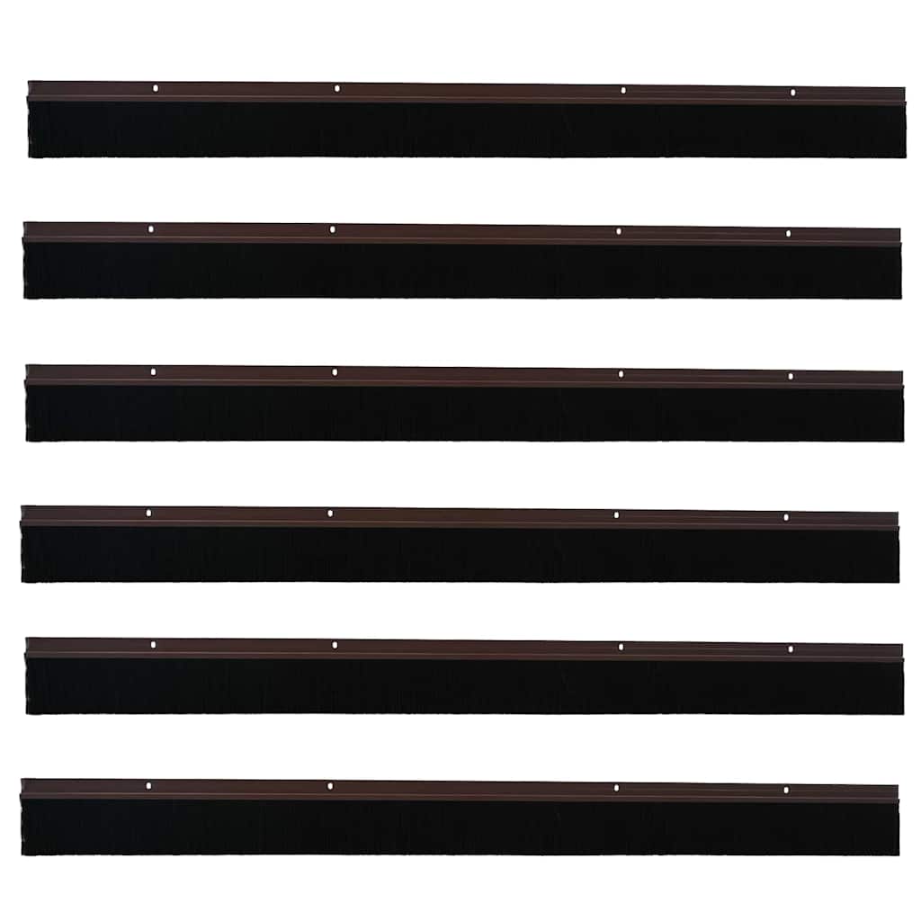 Guarnizione per porta a spazzola 100 cm marrone - Set 6 pezzi