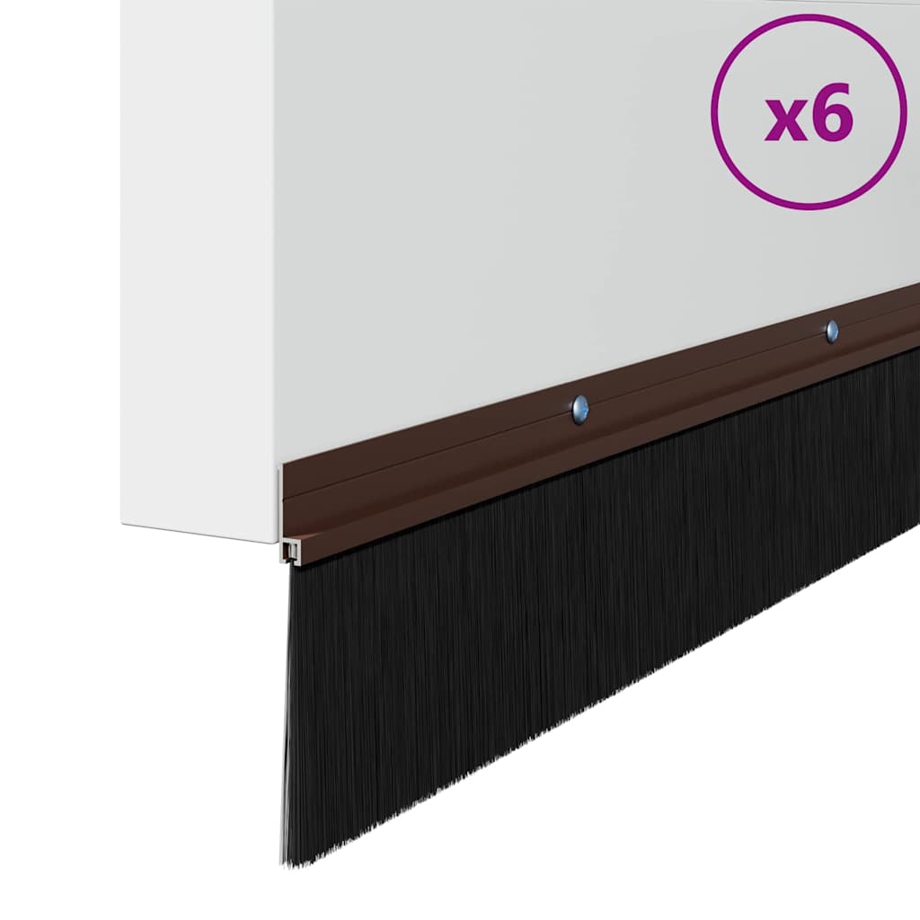 Guarnizione per porta a spazzola 100 cm marrone - Set 6 pezzi