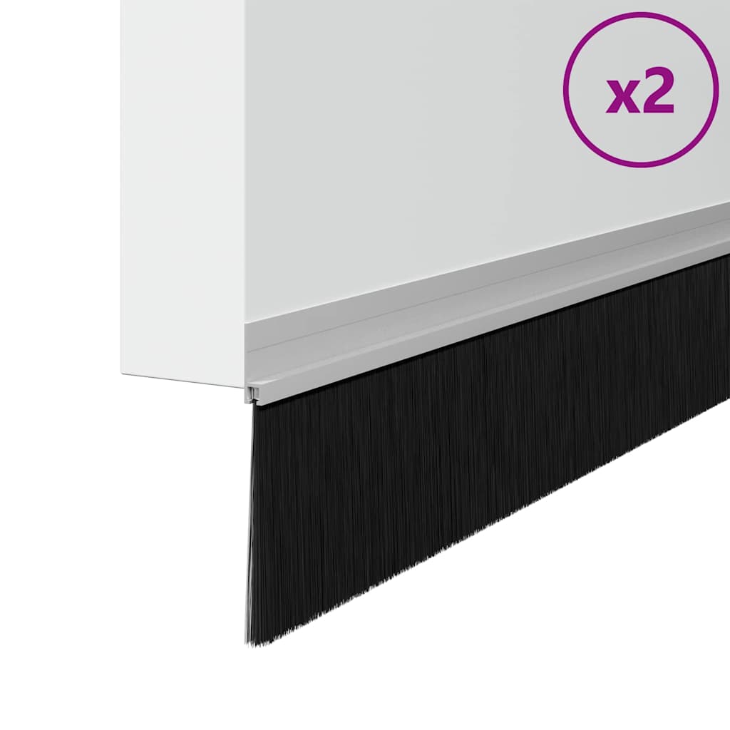 Spazzole per porte autoadesive 2 pz Argento 100 cm