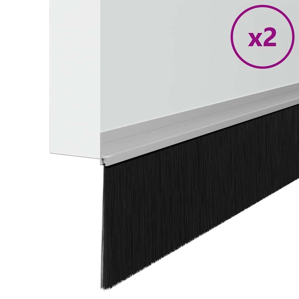 Spazzole per porte autoadesive 2 pezzi Argento 100 cm
