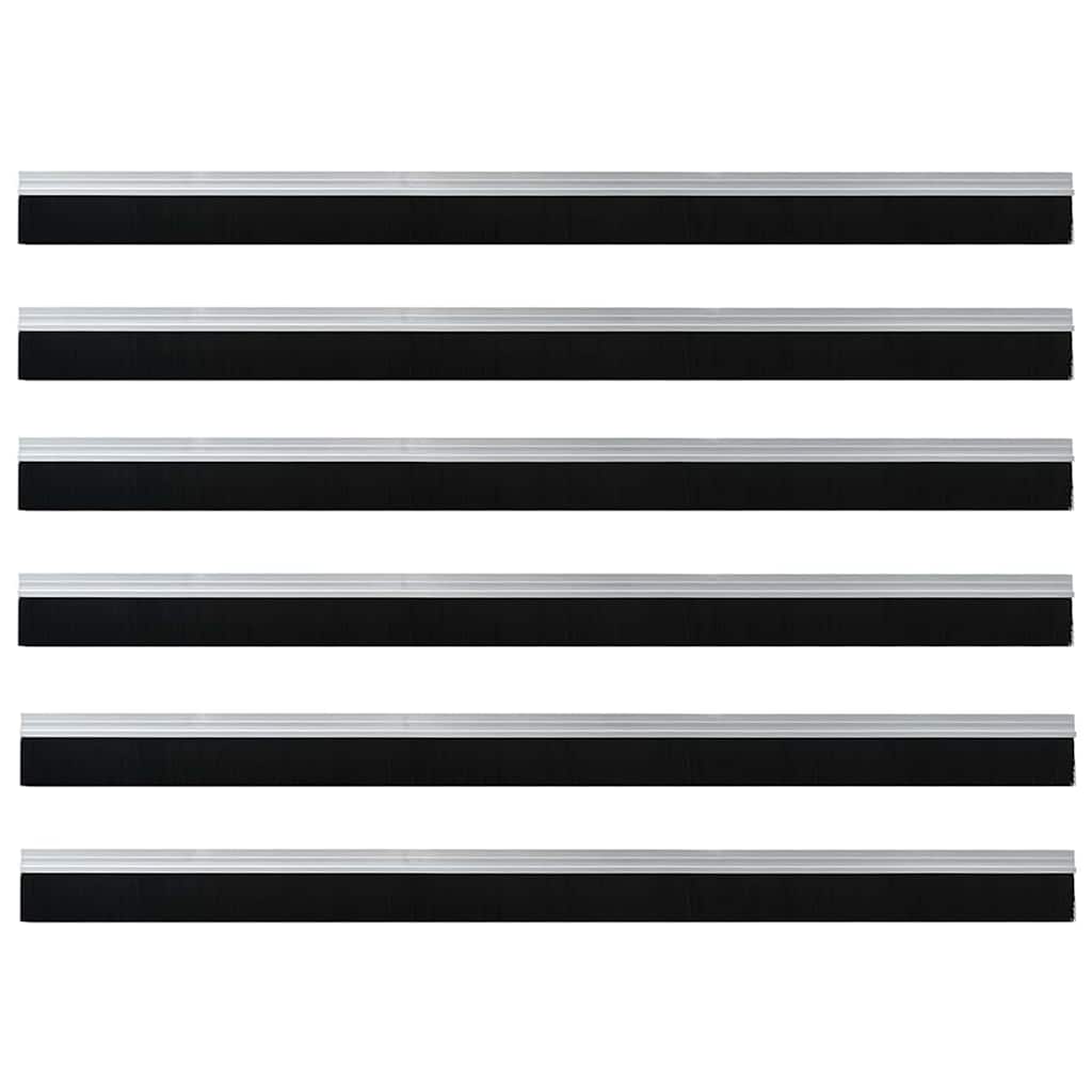 Spazzole per porte autoadesive 6 pezzi Argento 100 cm