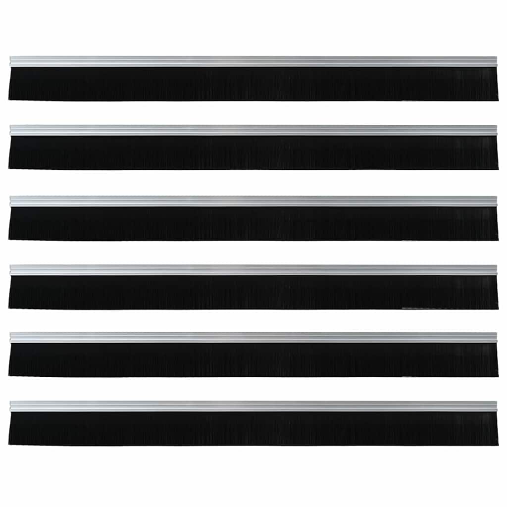Spazzole per porte autoadesive 6 pcs Argento 100 cm
