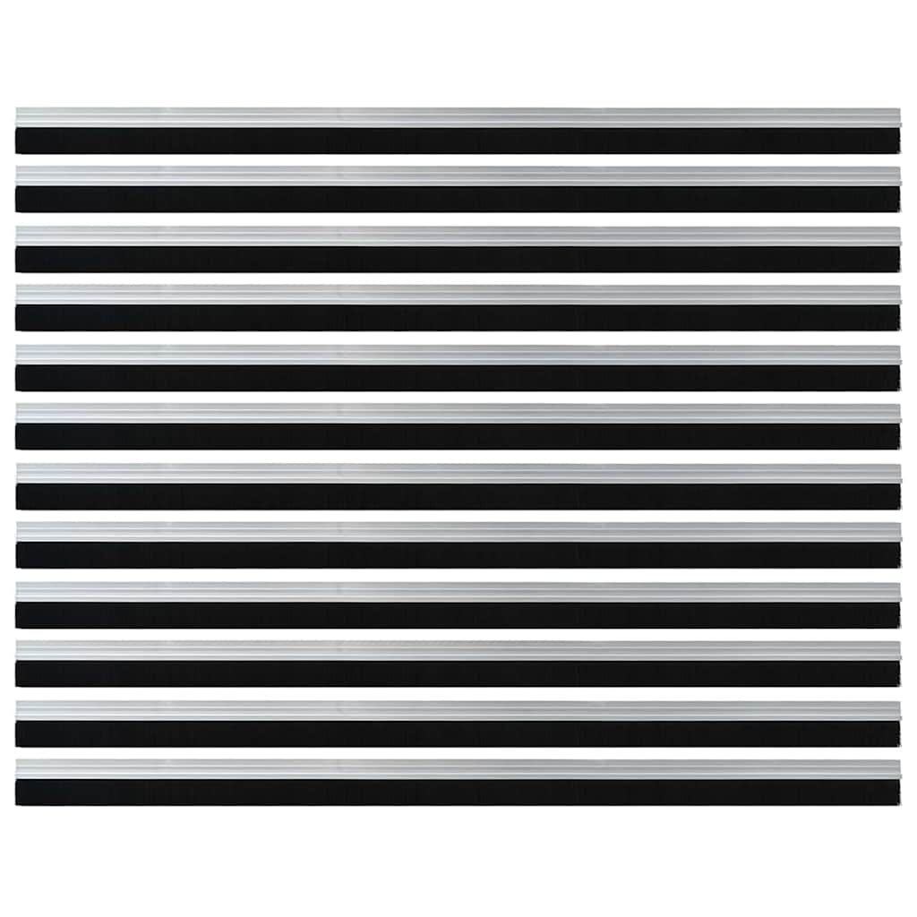 Spazzole per porte autoadesive 12 pezzi Argento 100 cm