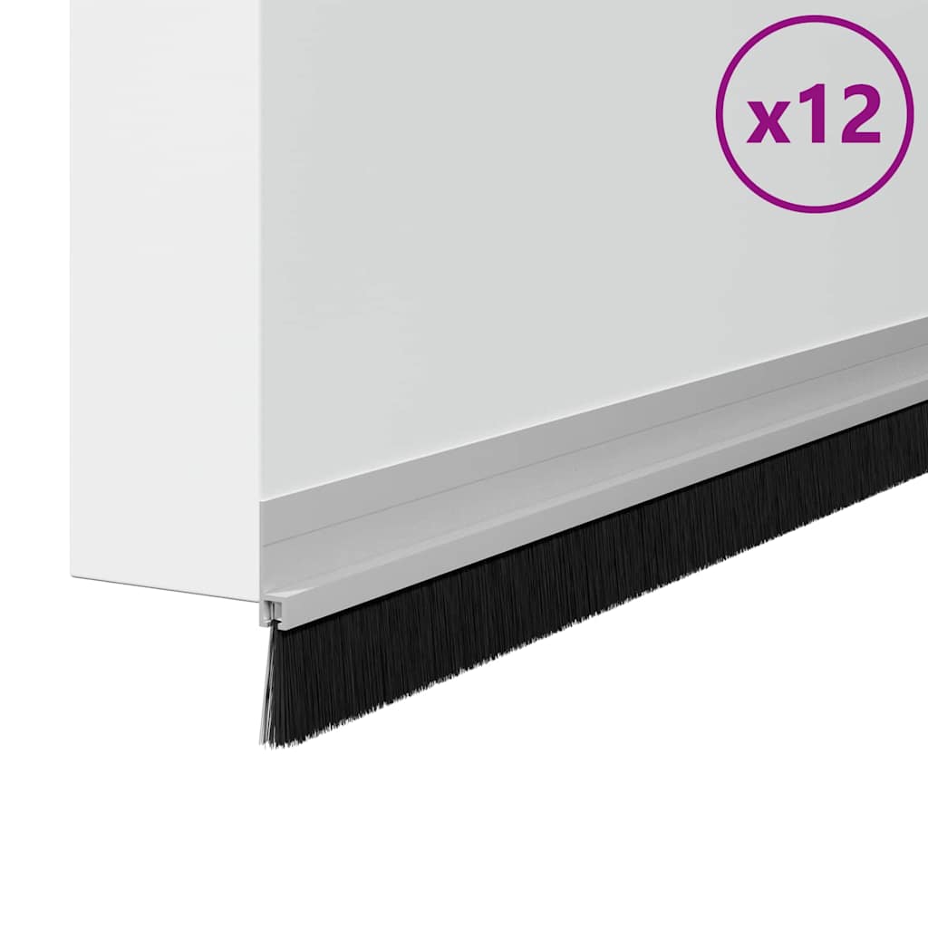 Spazzole per porte autoadesive 12 pezzi Argento 100 cm
