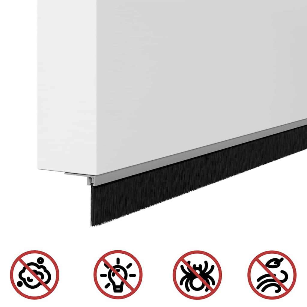 Guarnizioni a spazzola autoadesive per porte in alluminio 100 cm Argento - Set 2 pezzi
