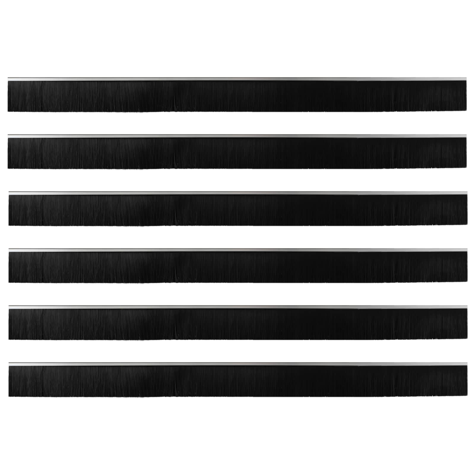 Guarnizione a spazzola adesiva per porte in alluminio argento 100 cm (6 pezzi)