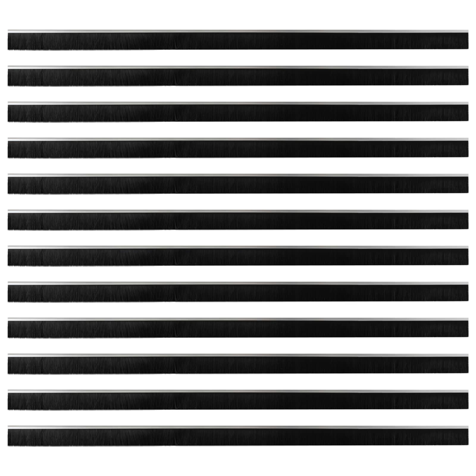 Spazzole per porte autoadesive 12 pcs Argento 100 cm