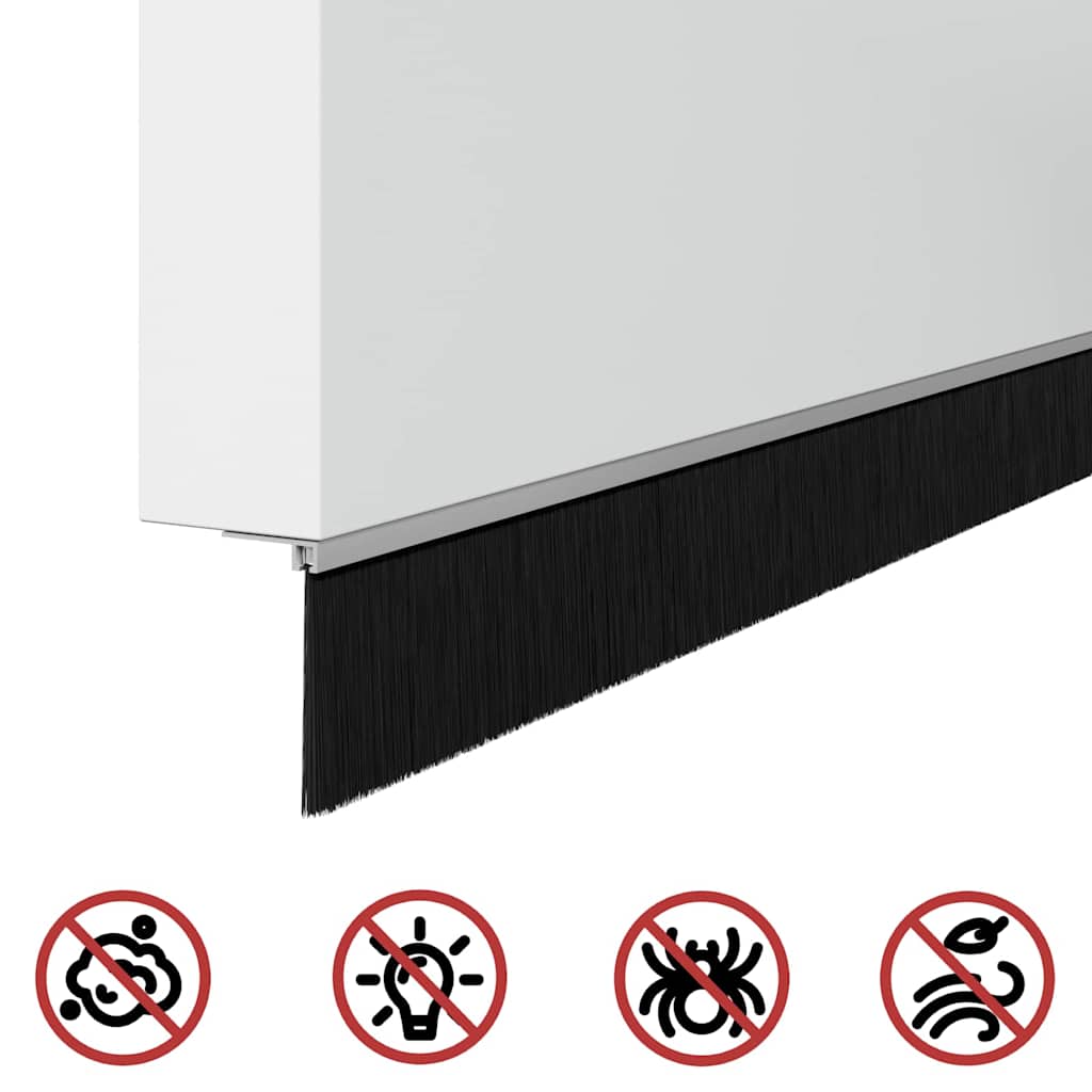 Guarnizione a spazzola autoadesiva per porte in alluminio Argento 100 cm (set 12 pezzi)