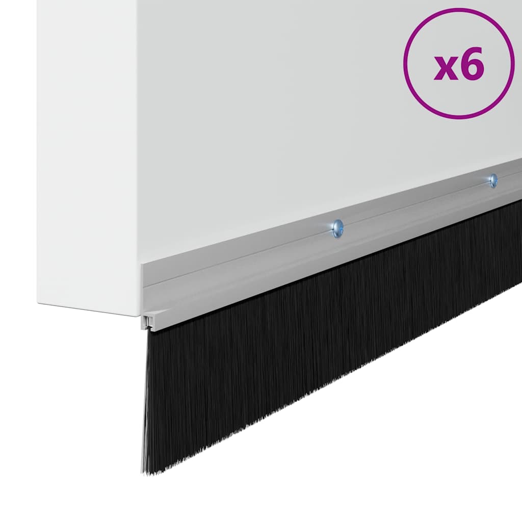 Guarnizione a spazzola per porta a vite 100 cm argento - Set 6 pezzi
