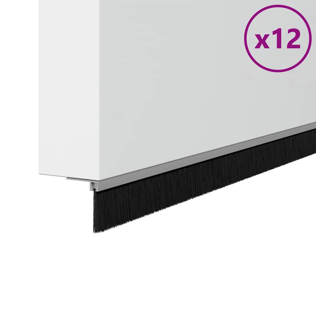 Spazzole per porte a vite 12 pz Argento 100 cm