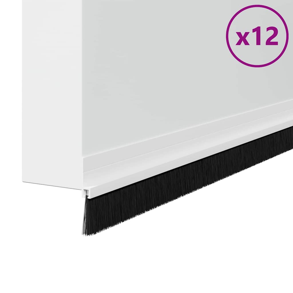 Spazzole per porte autoadesive 12 pezzi Bianco 100 cm