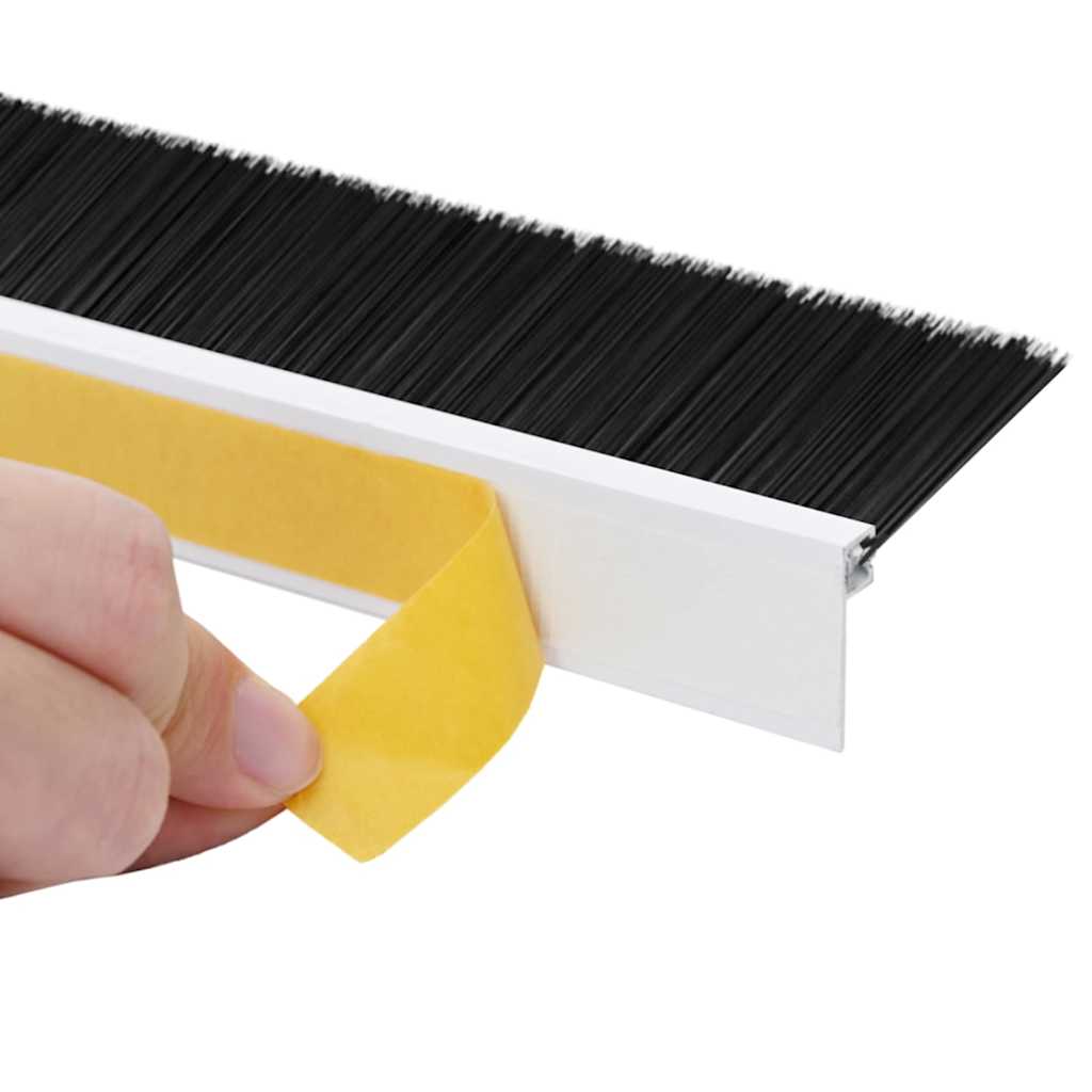 Guarnizione a spazzola autoadesiva per porte in alluminio 100 cm bianco (12 pezzi)