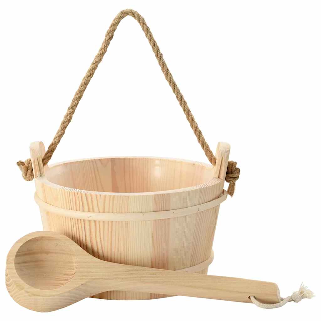 Secchio per Sauna 2 pcs Marrone - Legno Massello di Pino con Mestolo