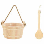 Secchio per Sauna 2 pcs Marrone - Legno Massello di Pino con Mestolo
