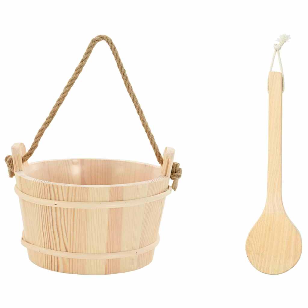 Secchio per Sauna 2 pcs Marrone - Legno Massello di Pino con Mestolo