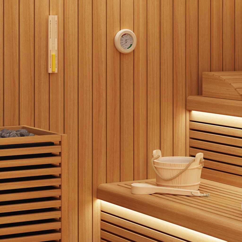 Set Accessori per Sauna 4 Pezzi Legno Pino e Canapa Marrone