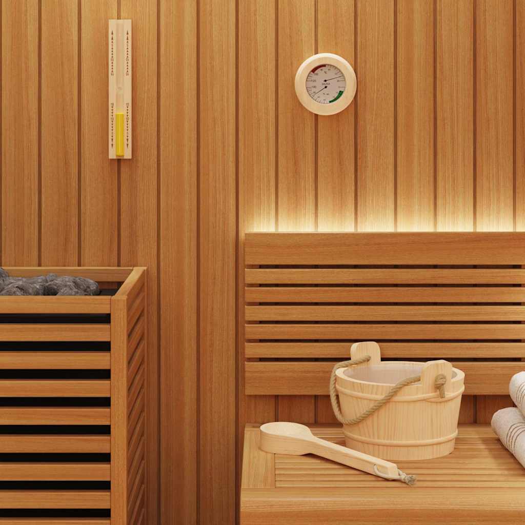 Set Accessori per Sauna 4 Pezzi Legno Pino e Canapa Marrone
