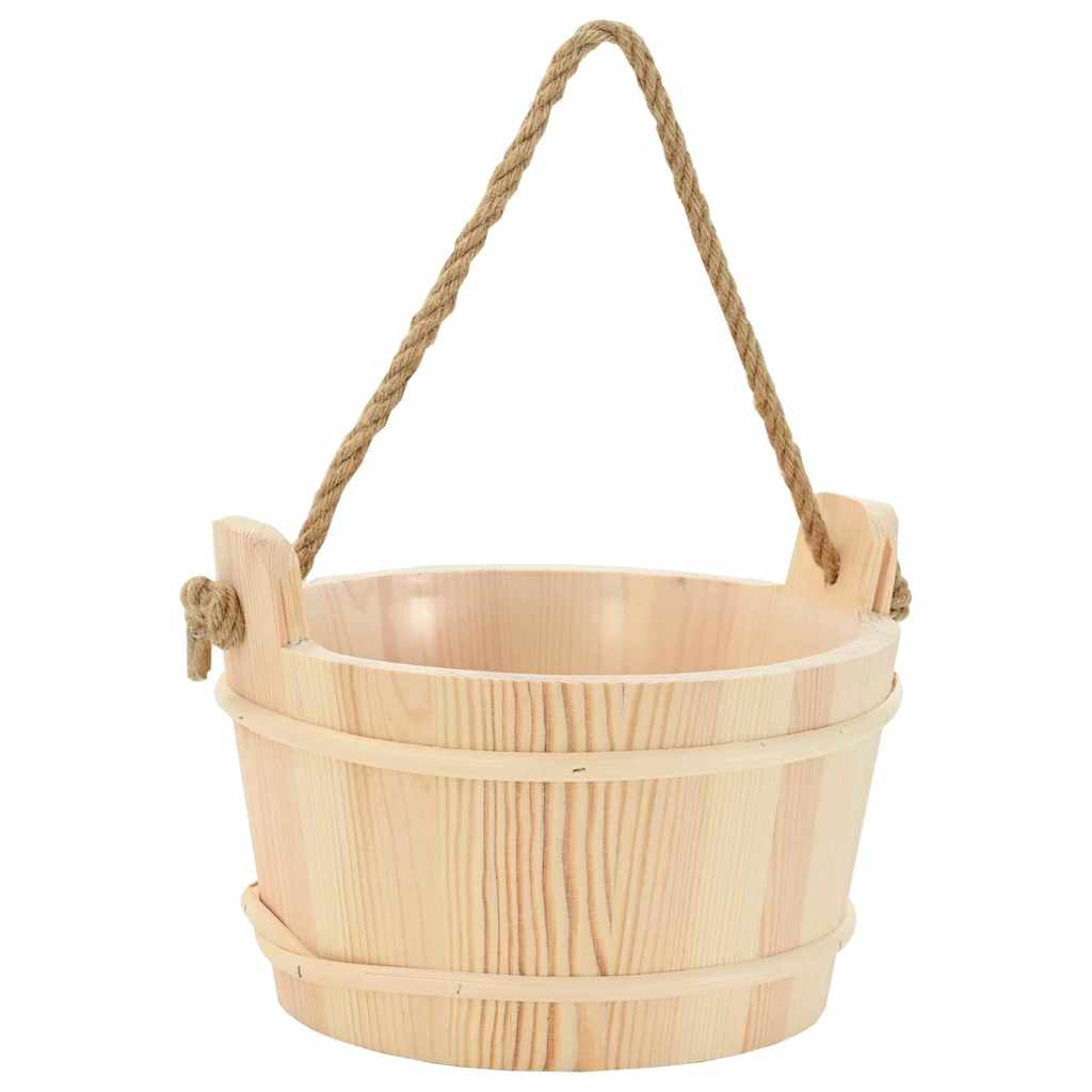 Set Accessori per Sauna 4 Pezzi Legno Pino e Canapa Marrone