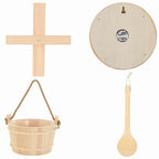 Set Accessori per Sauna 4 Pezzi Legno Pino e Canapa Marrone