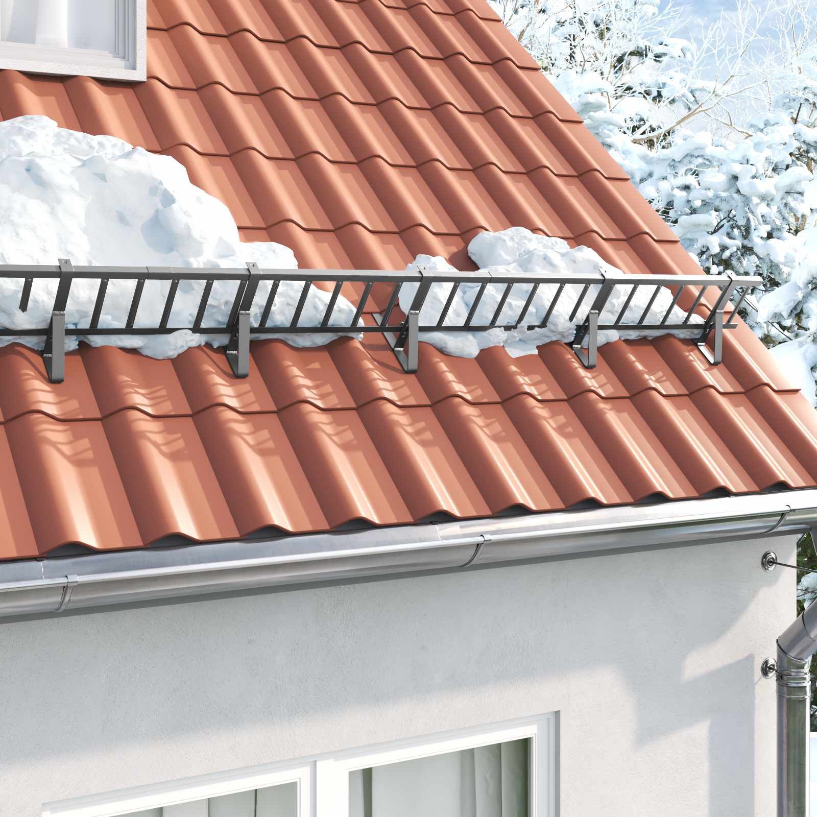 Supporto per guardia della neve 12 pezzi antracite acciaio