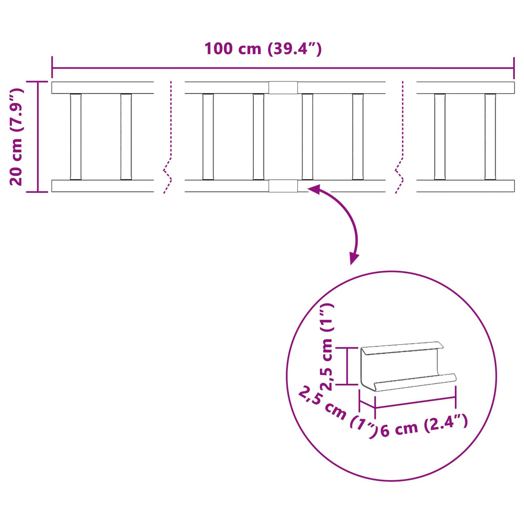Guardia per neve sul tetto Antracite 100 x 2,5 x 20 cm Acciaio