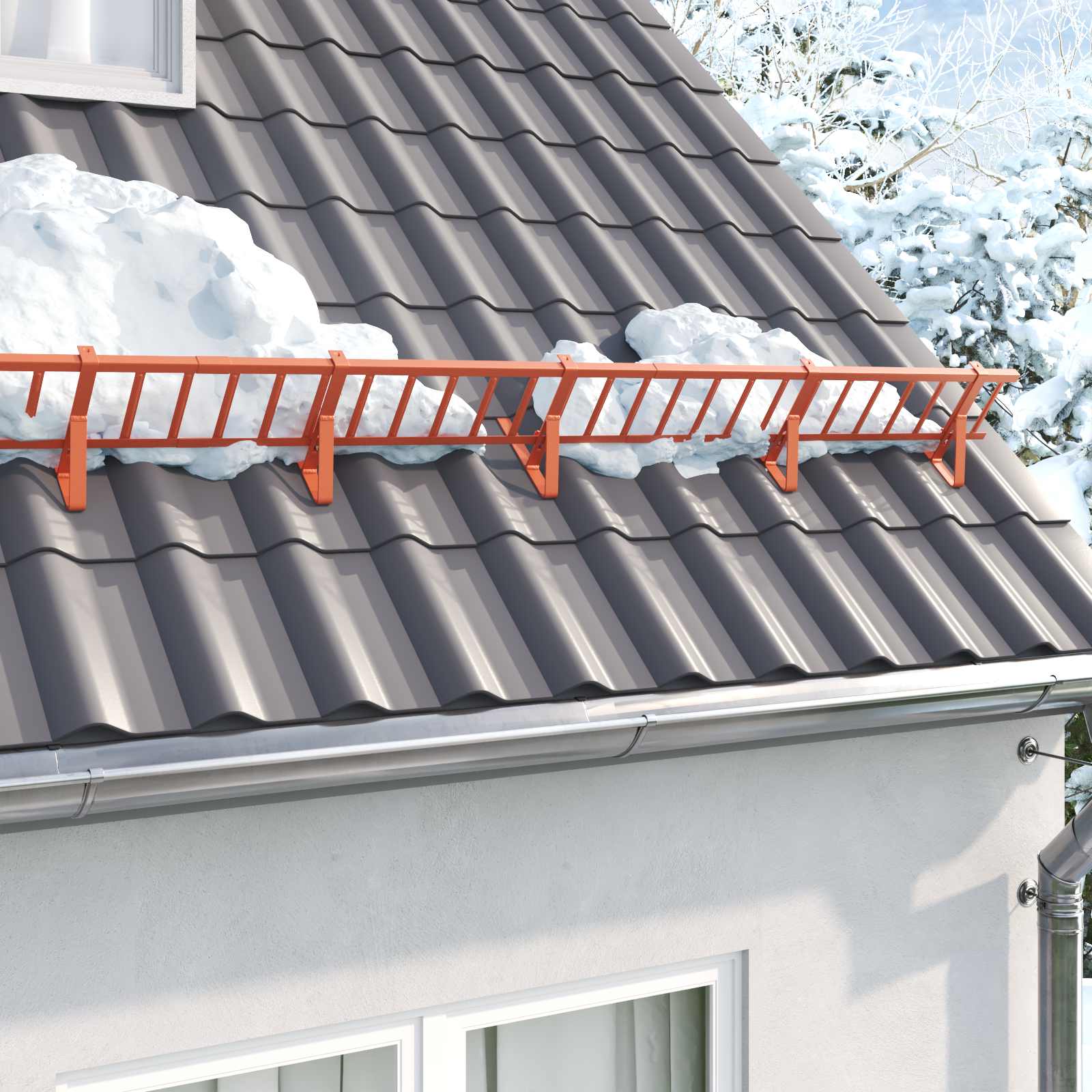 Guardia per neve sul tetto Rosso 300 x 2,5 x 20 cm Acciaio