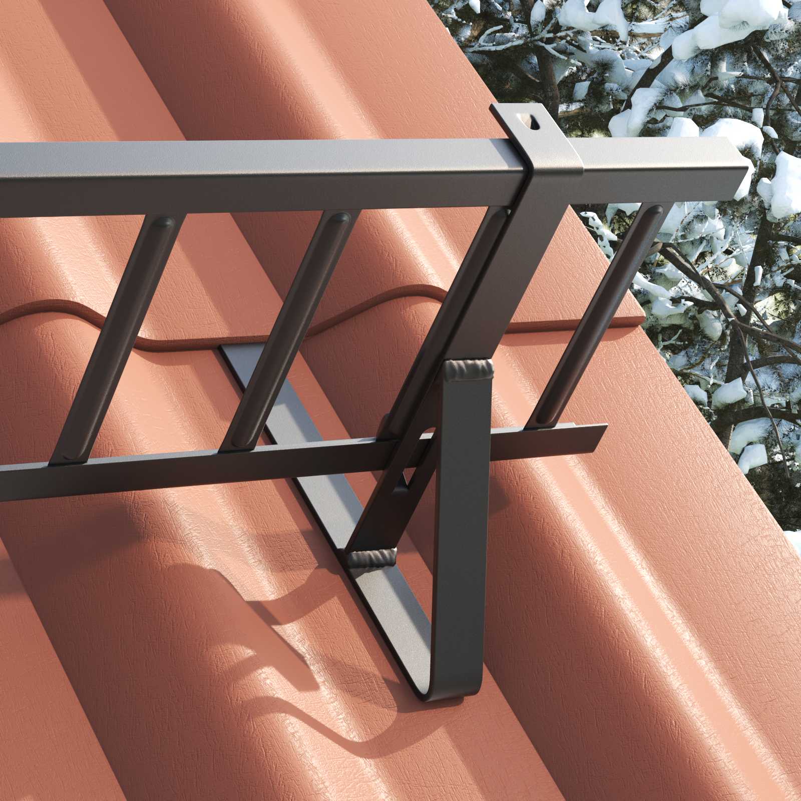 Supporto per guardia della neve in acciaio 29,5 x 3 x 34,5 cm nero