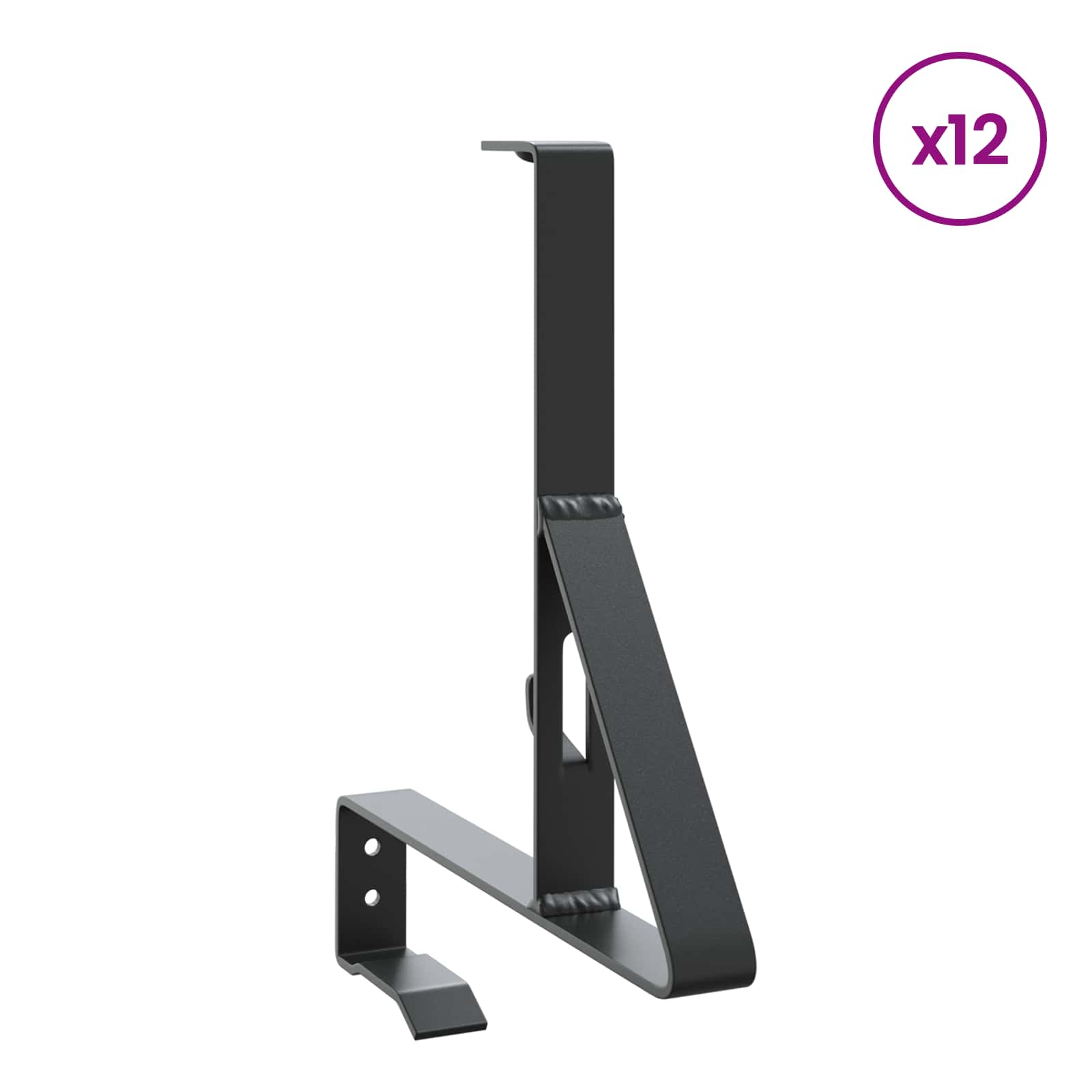 Supporto per guardia della neve in acciaio nero 29,5 x 3 x 34,5 cm - Set 12 pezzi