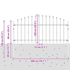 Recinzione a punte Asten nero 200 x 130 cm