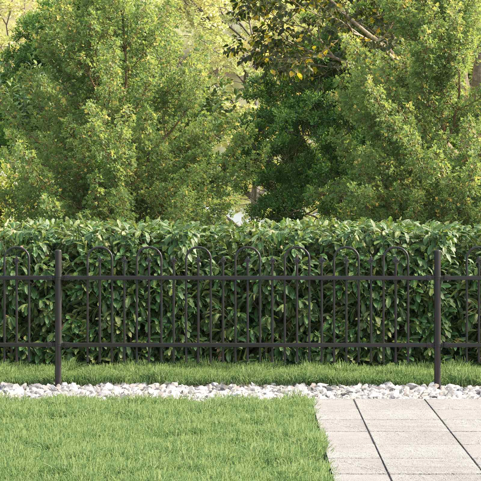 Recinzione ad arco a picchetto Dronten nero 200x110 cm