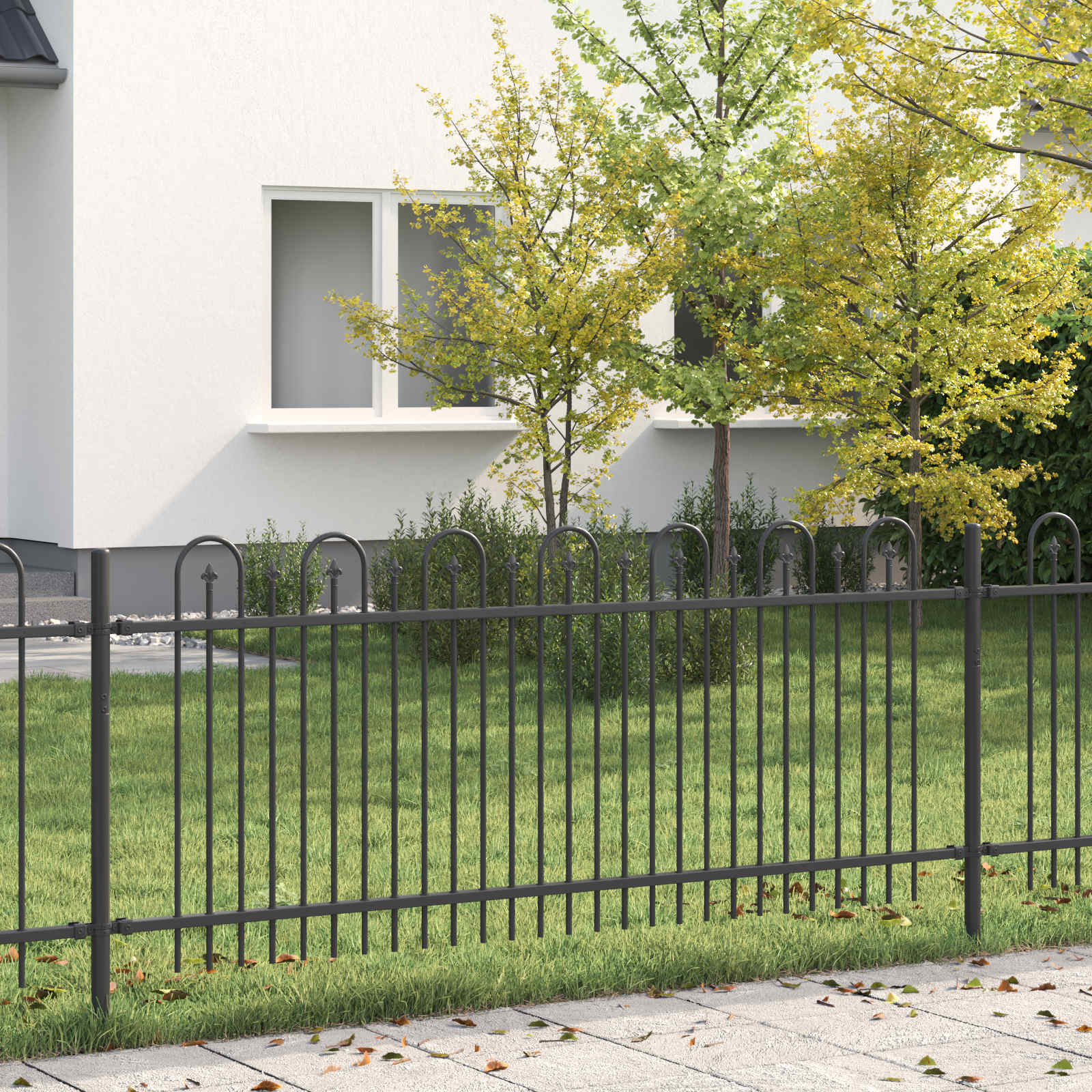 Recinzione ad arco a picchetto Dronten Nero 200x130 cm