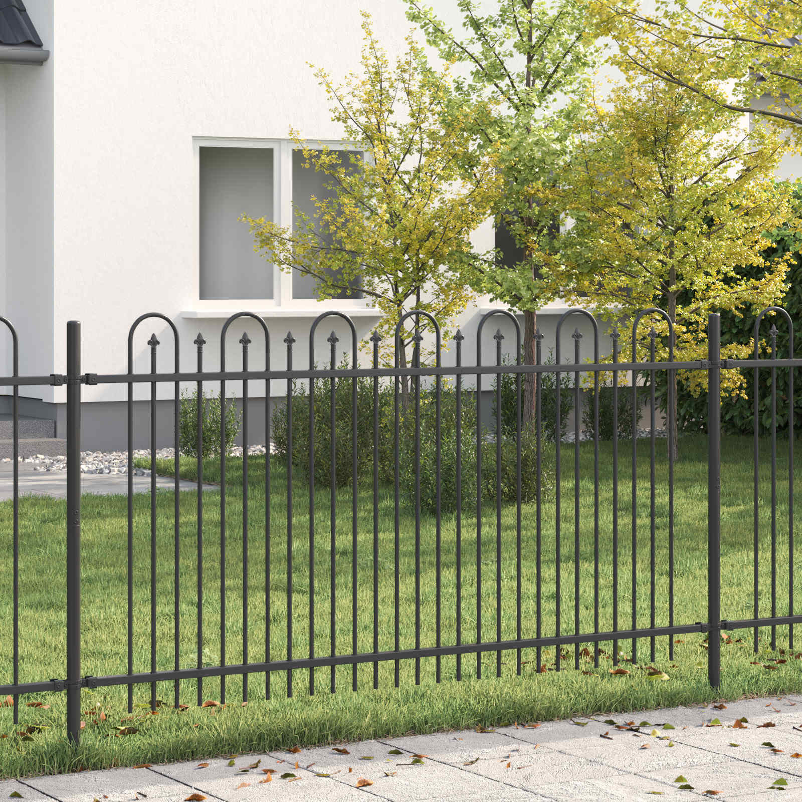 Recinzione ad arco a picchetto Dronten nero 200x150 cm