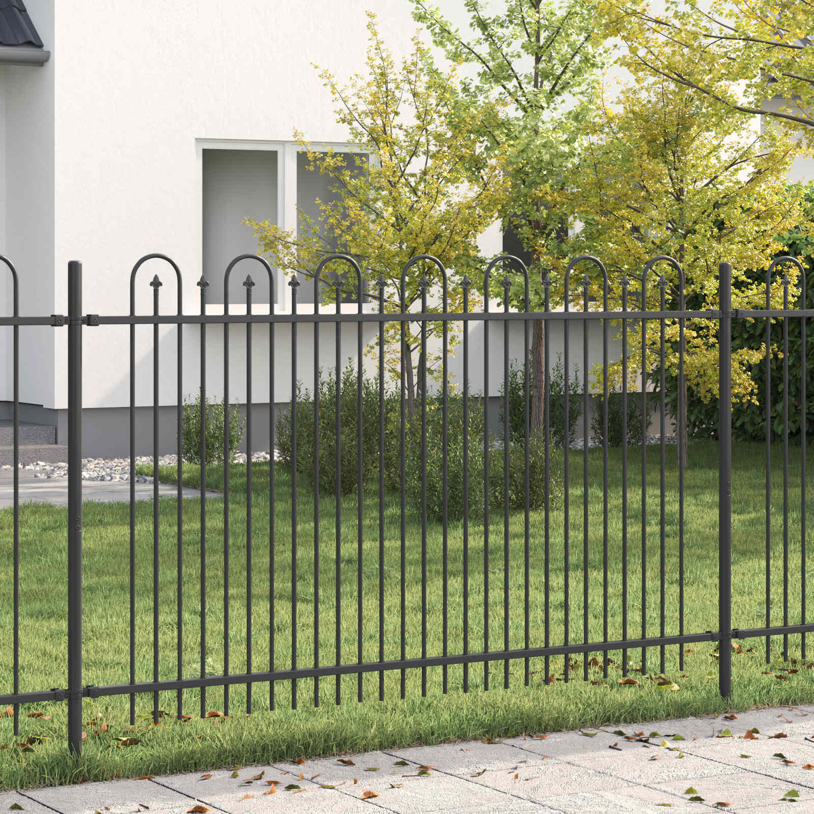 Recinzione ad arco a picchetto Dronten nero - 200x166 cm